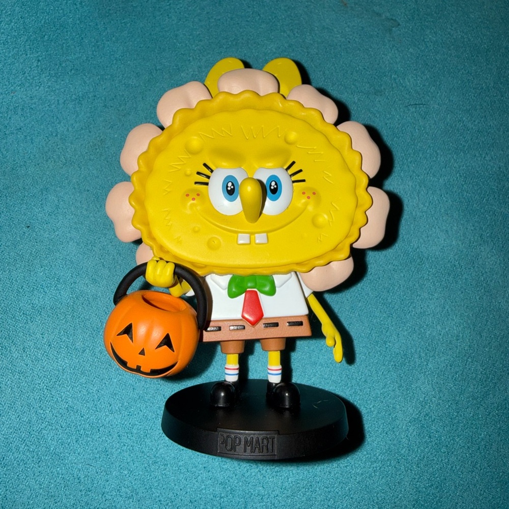 Labubu SpongeBob Halloween Figure with Pumpkin Bucket